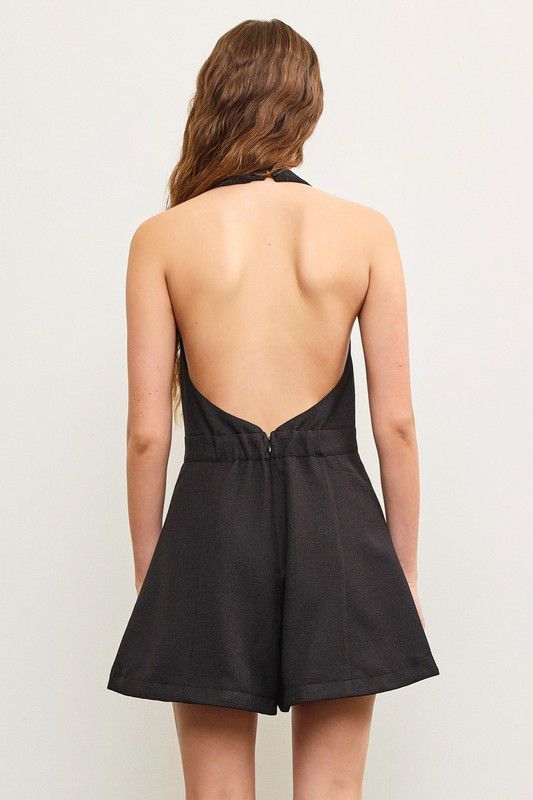 Deep V Halter Neck Romper