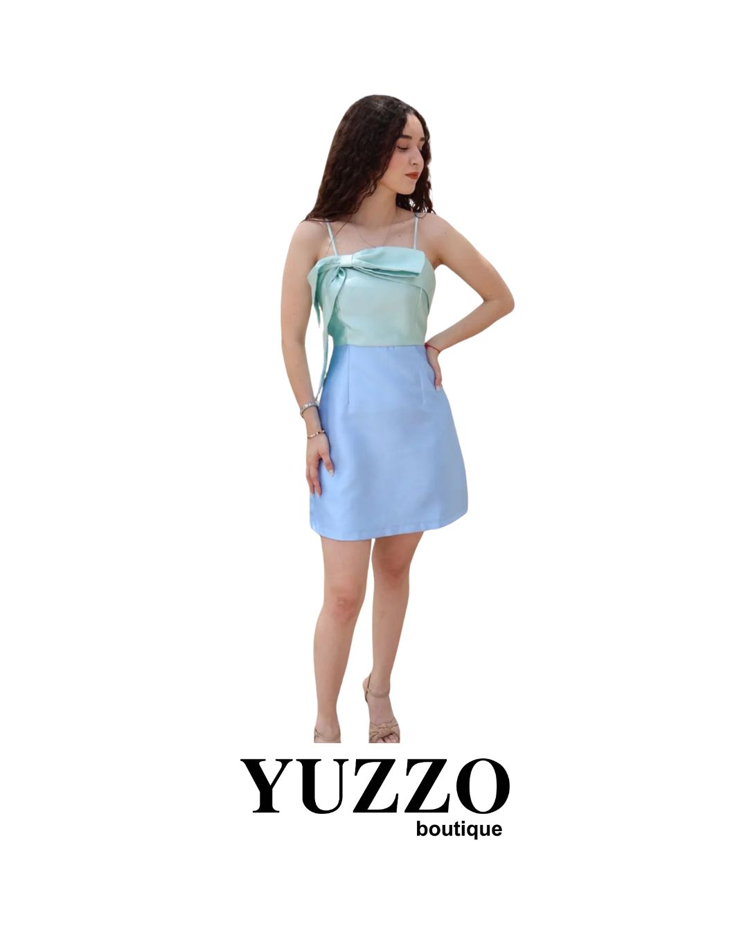 VESTIDO TAFETA MENTA BABYBLUE