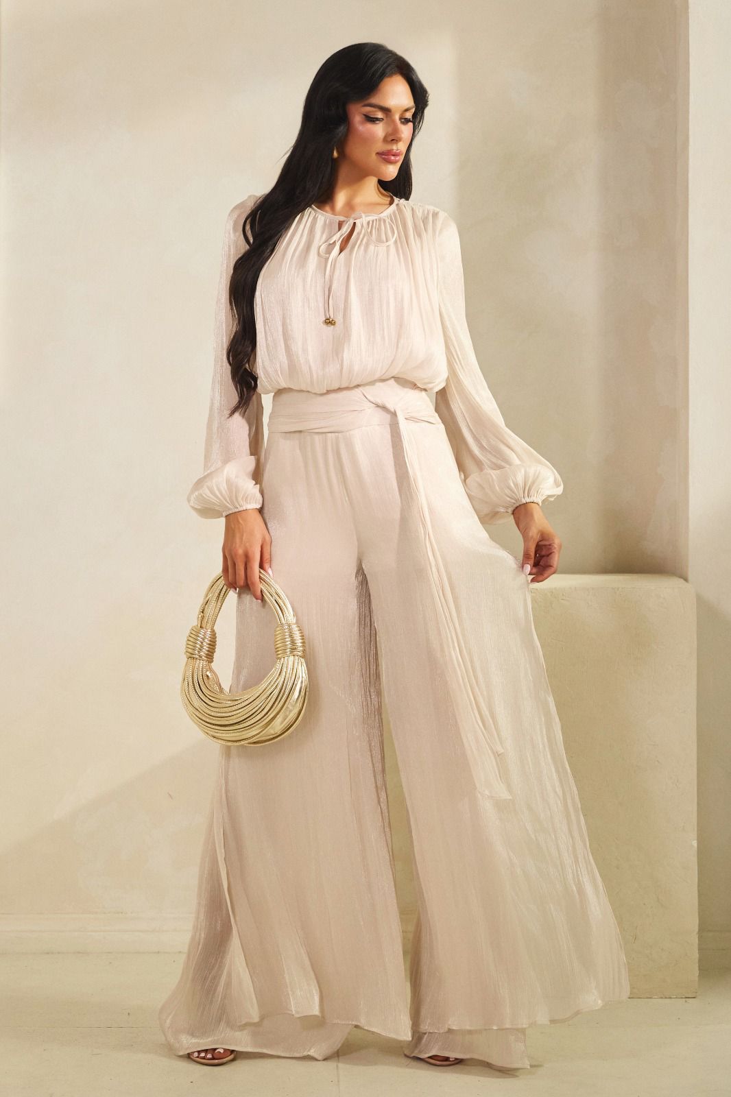 JUMPSUIT BEIGE MANGAS