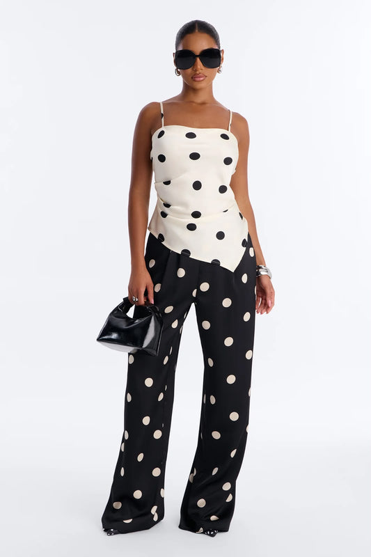SET NEGRO BLANCO LUNARES PANTALÓN