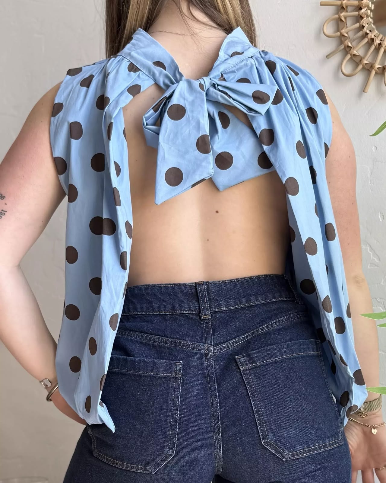 BLUSA AZUL LUNARES CAFE