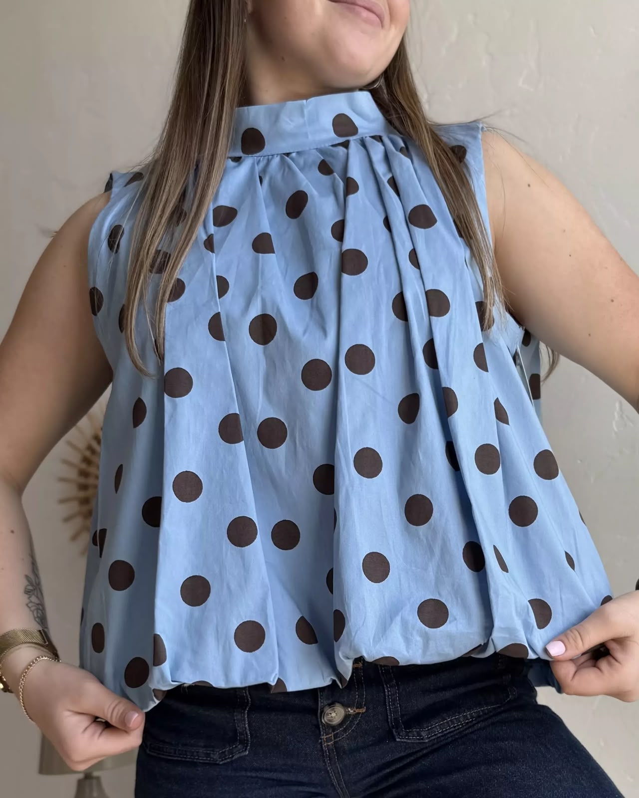 BLUSA AZUL LUNARES CAFE