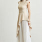 SET BEIGE PANTALÓN PLISADO BLANCO