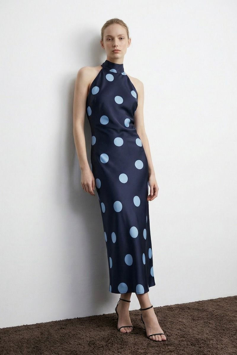 VESTIDO AZUL MARINO LUNARES AZUL