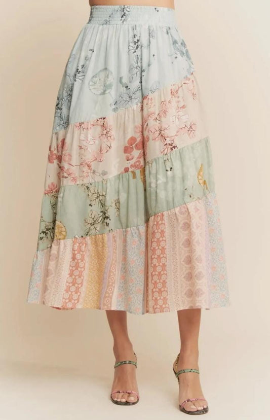 FALDA FLORES COLORES RESORTE CIRCULAR