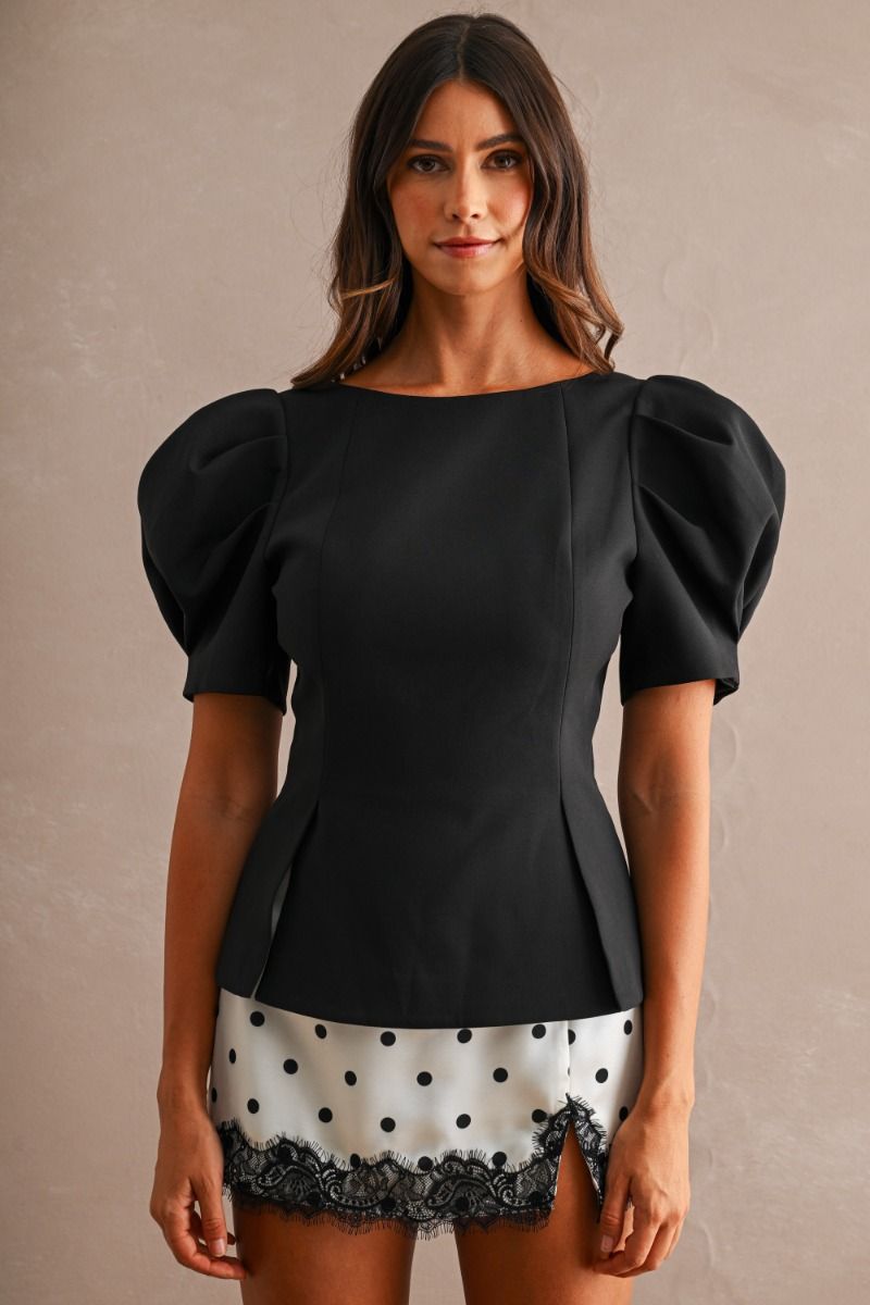 BLUSA NEGRA MANGAS BOMBACHA