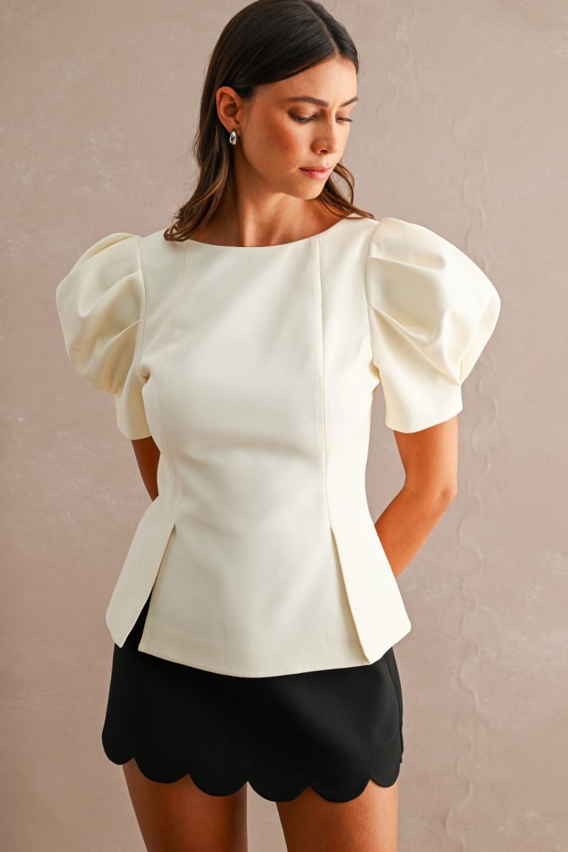 BLUSA BLANCA MANGAS BOMBACHA