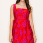 VESTIDO ROJO GRAQUELADO CORTO FUSHIAMO