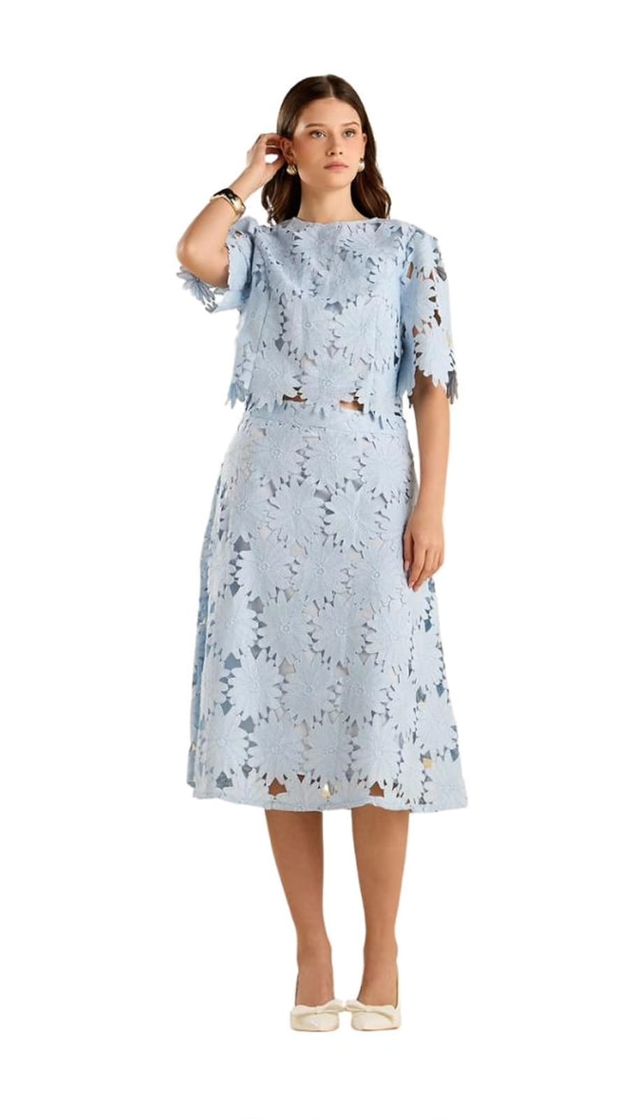 CONJUNTO AZUL FALDA CALADA