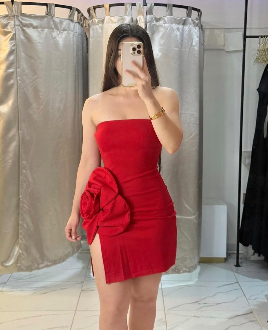 VESTIDO ROJO ESTRAPLE