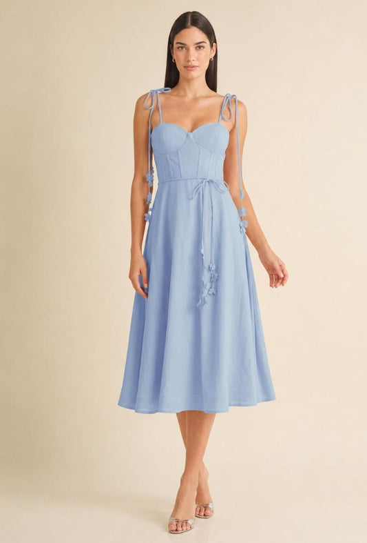 VESTIDO AZUL LINO CIRCULAR DEMI