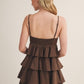 VESTIDO CHOCOLATE OLANES TIRANTES