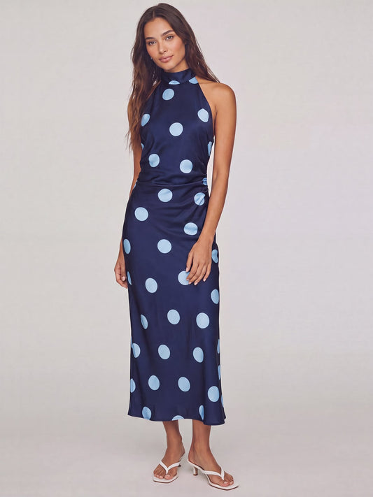VESTIDO AZUL MARINO LUNARES
