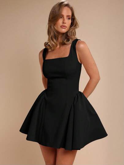 VESTIDO NEGRO BANDAGE CIRCULAR