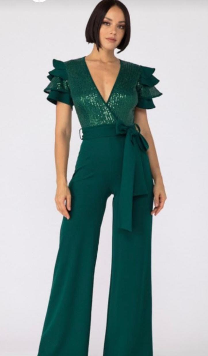 JUMPSUIT VERDE LENTEJUELAS