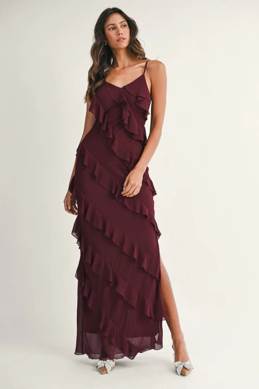 Vestido vino stretch