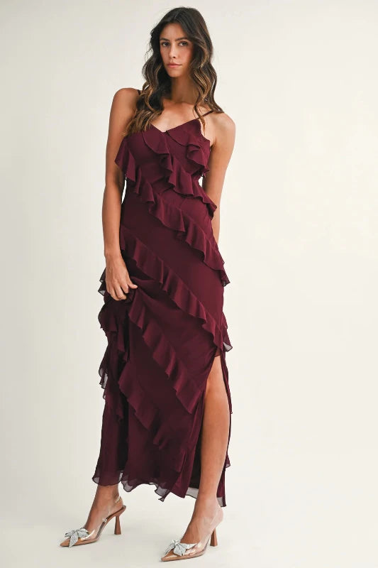 Vestido vino stretch