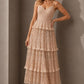 VESTIDO NUDE ENCAJE OLANES TIRANTE