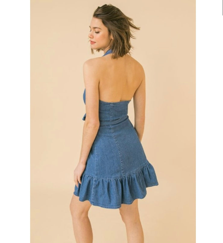 VESTIDO DE MEZCLILLA HALTER