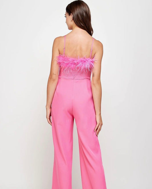 JUMPSUIT PINK PLUMAS