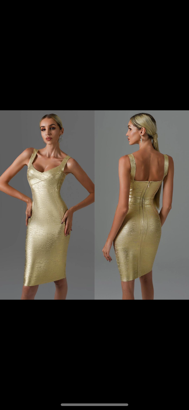 VESTIDO BANDAGE DORADO